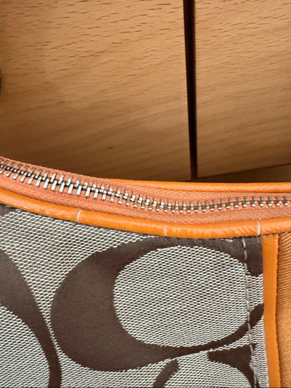 Coach Canvas Signature Hobo with Orange Trim - Picture 5 of 11